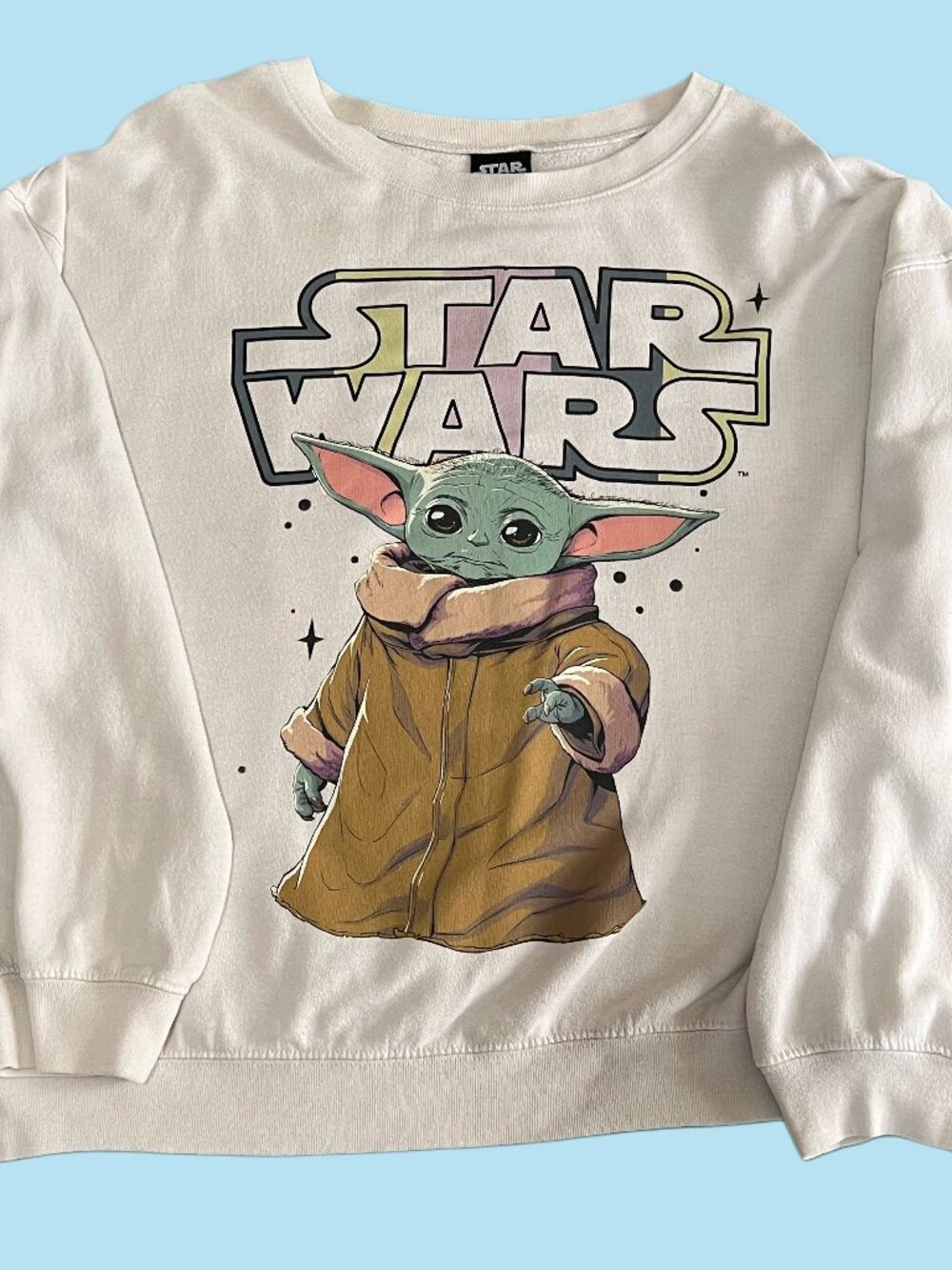 Star Wars Grogu Baby Yoda Crewneck Sweatshirt XL (15–17) White Graphic Pullover